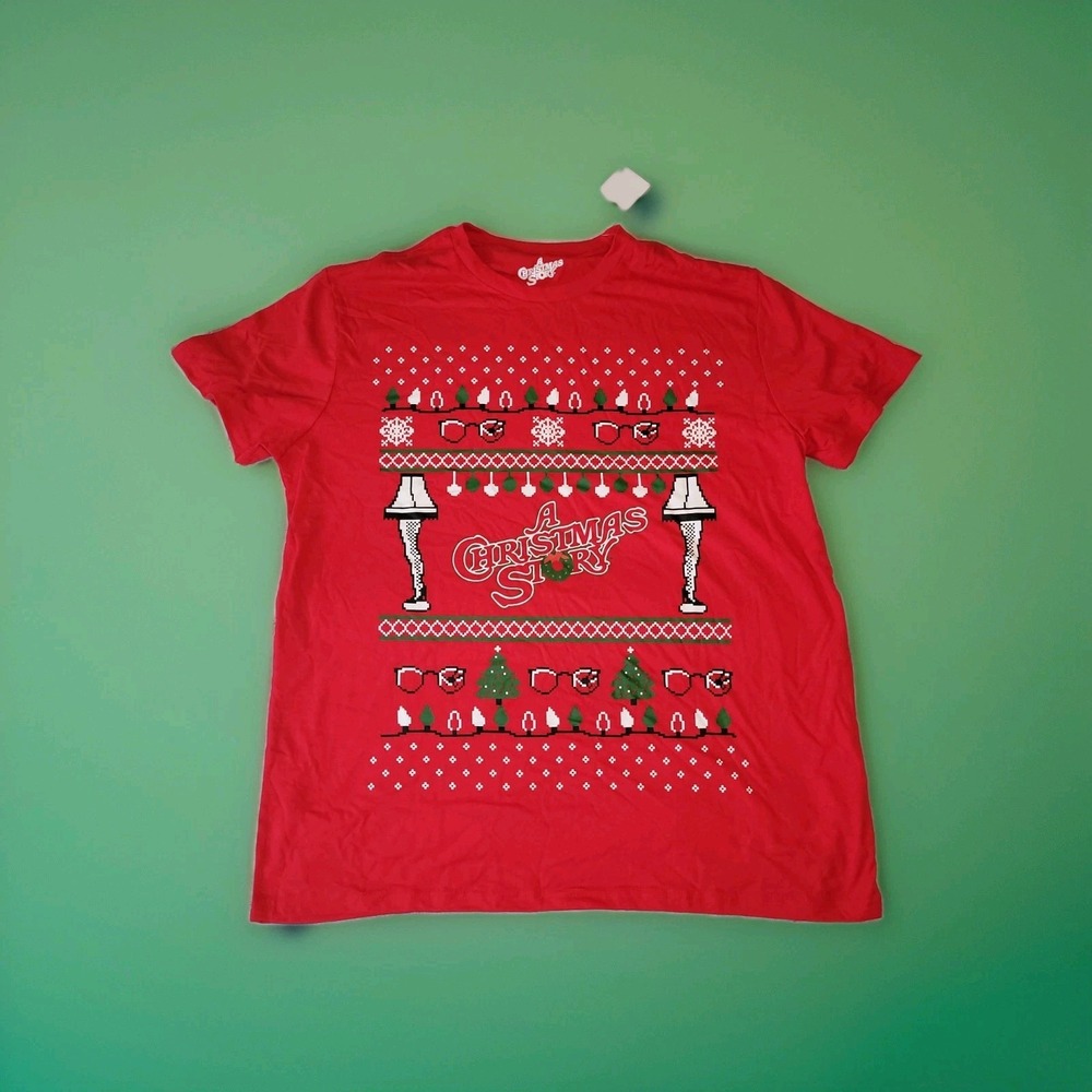 A Christmas Story Movie Mens XL Graphic Red Unisex T-Shirt Top Leg Lamp Ralphie